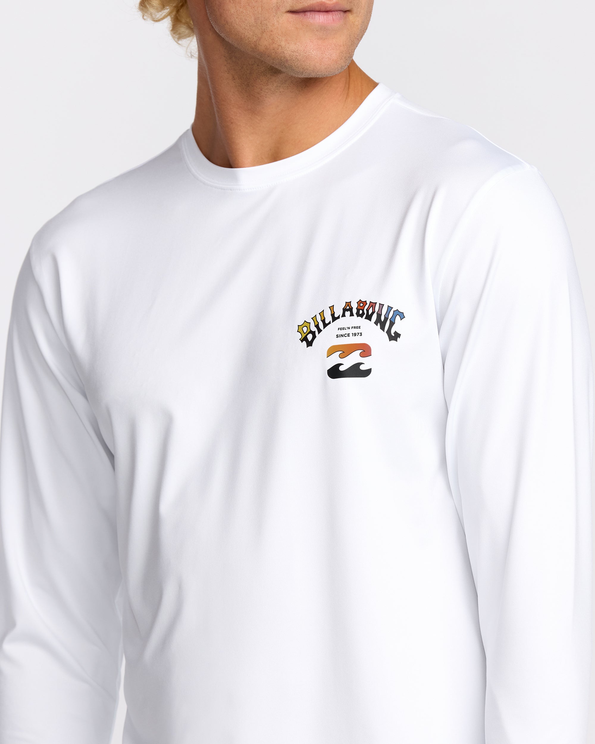 Arch Fade Loose Fit Long Sleeve Surf T-Shirt - White - Image 5