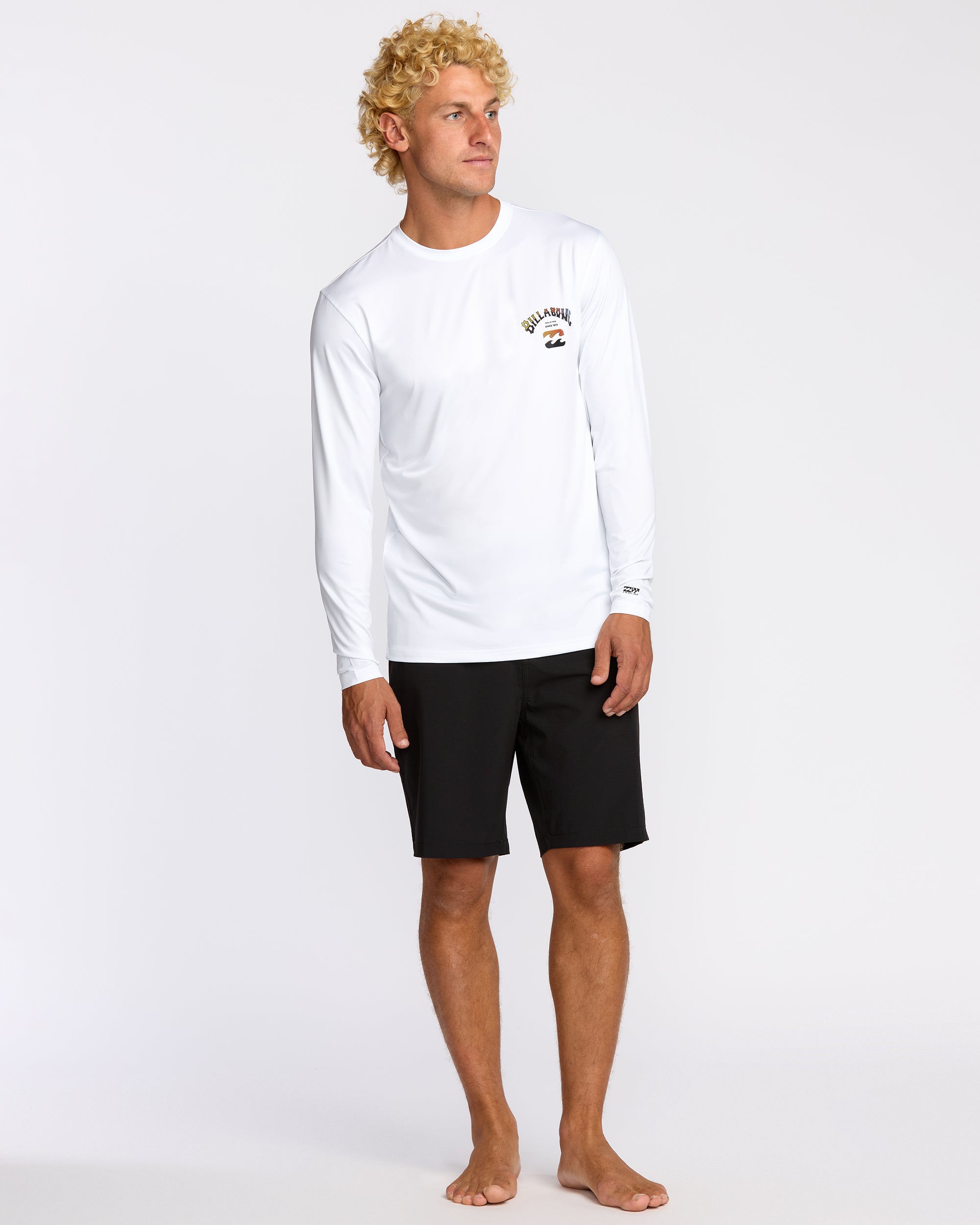 Arch Fade Loose Fit Long Sleeve Surf T-Shirt - White - Image 4