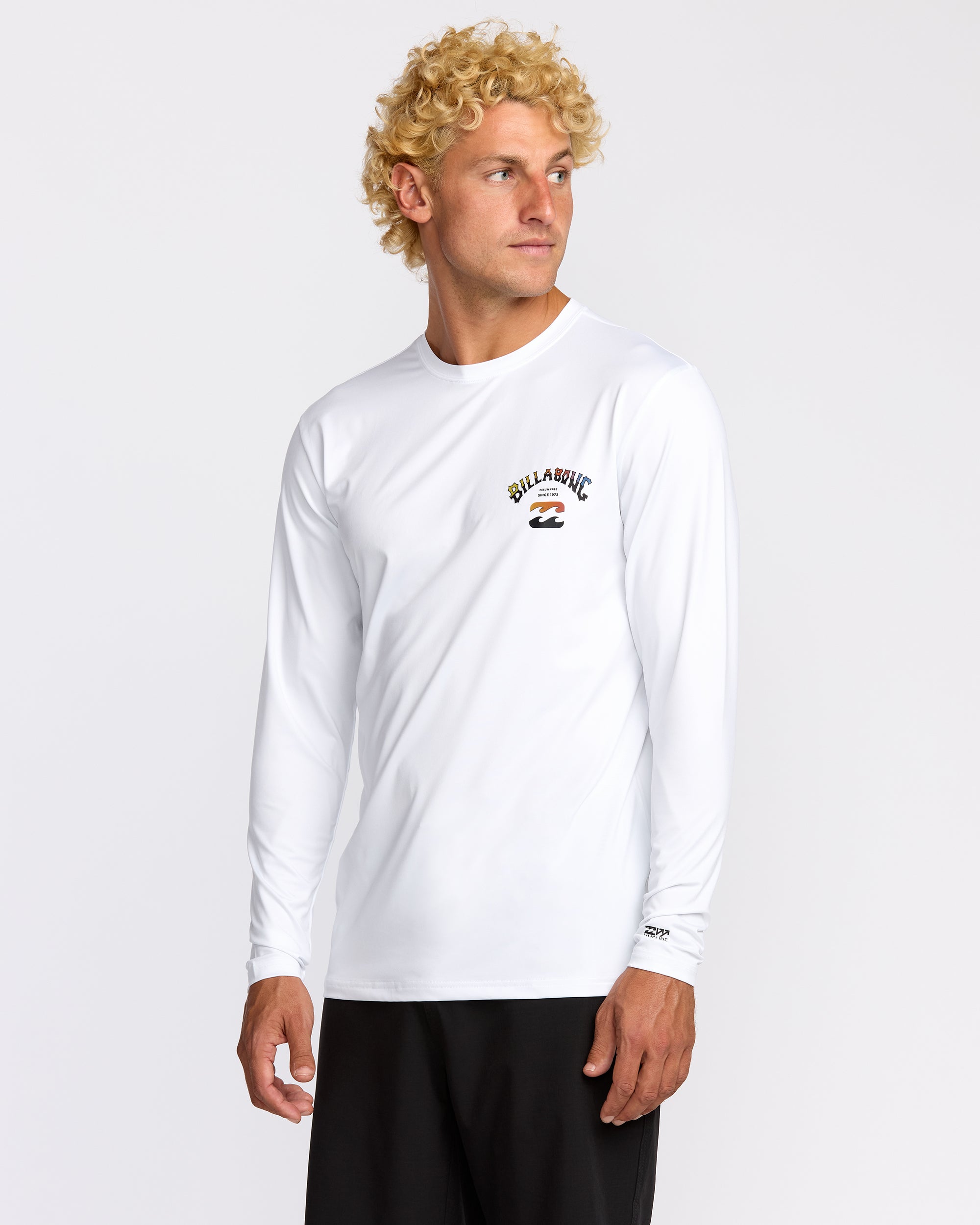Arch Fade Loose Fit Long Sleeve Surf T-Shirt - White - Image 3