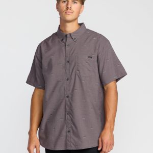 All Day Jacquard Short Sleeve Shirt - Gray Violet