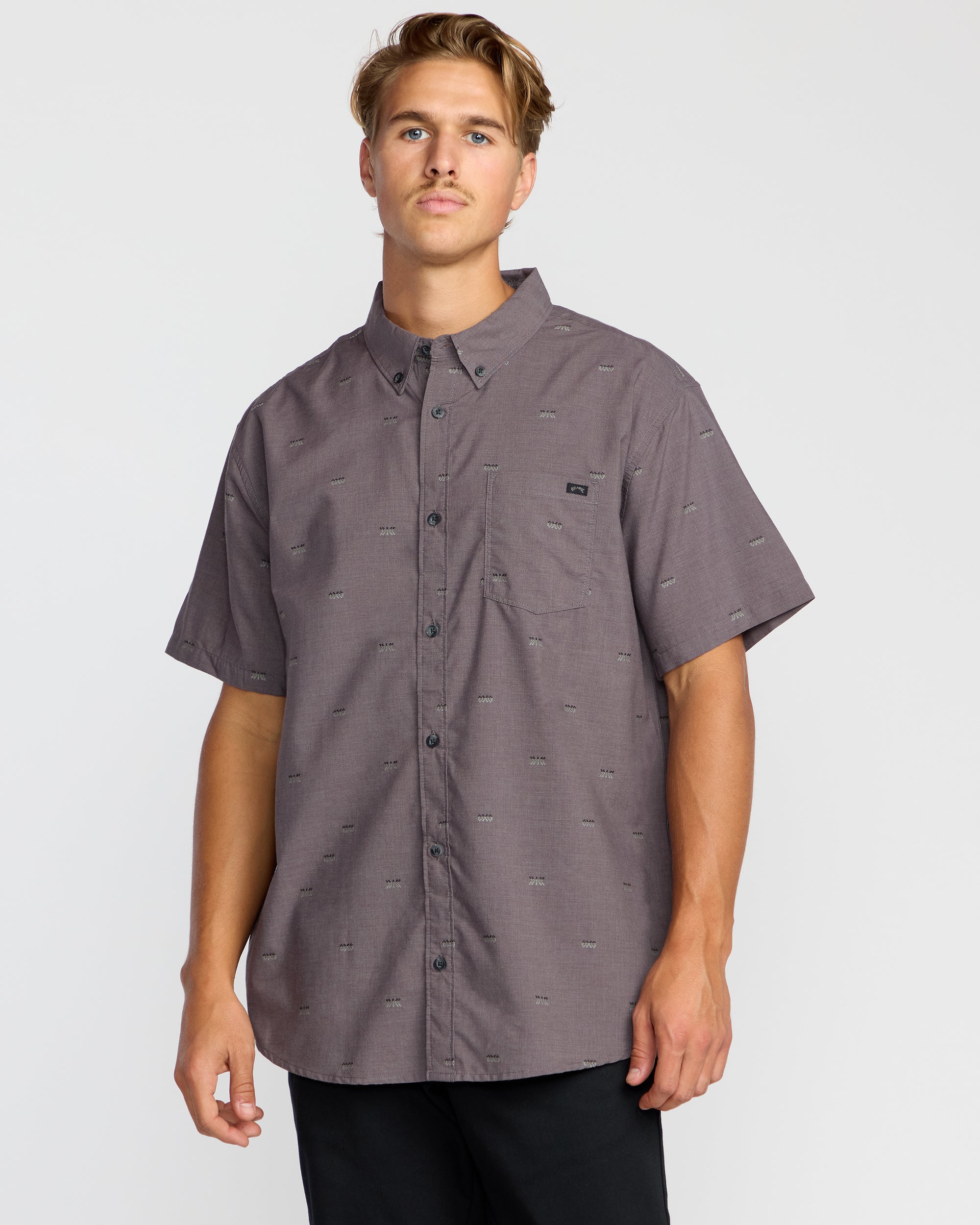 All Day Jacquard Short Sleeve Shirt - Gray Violet