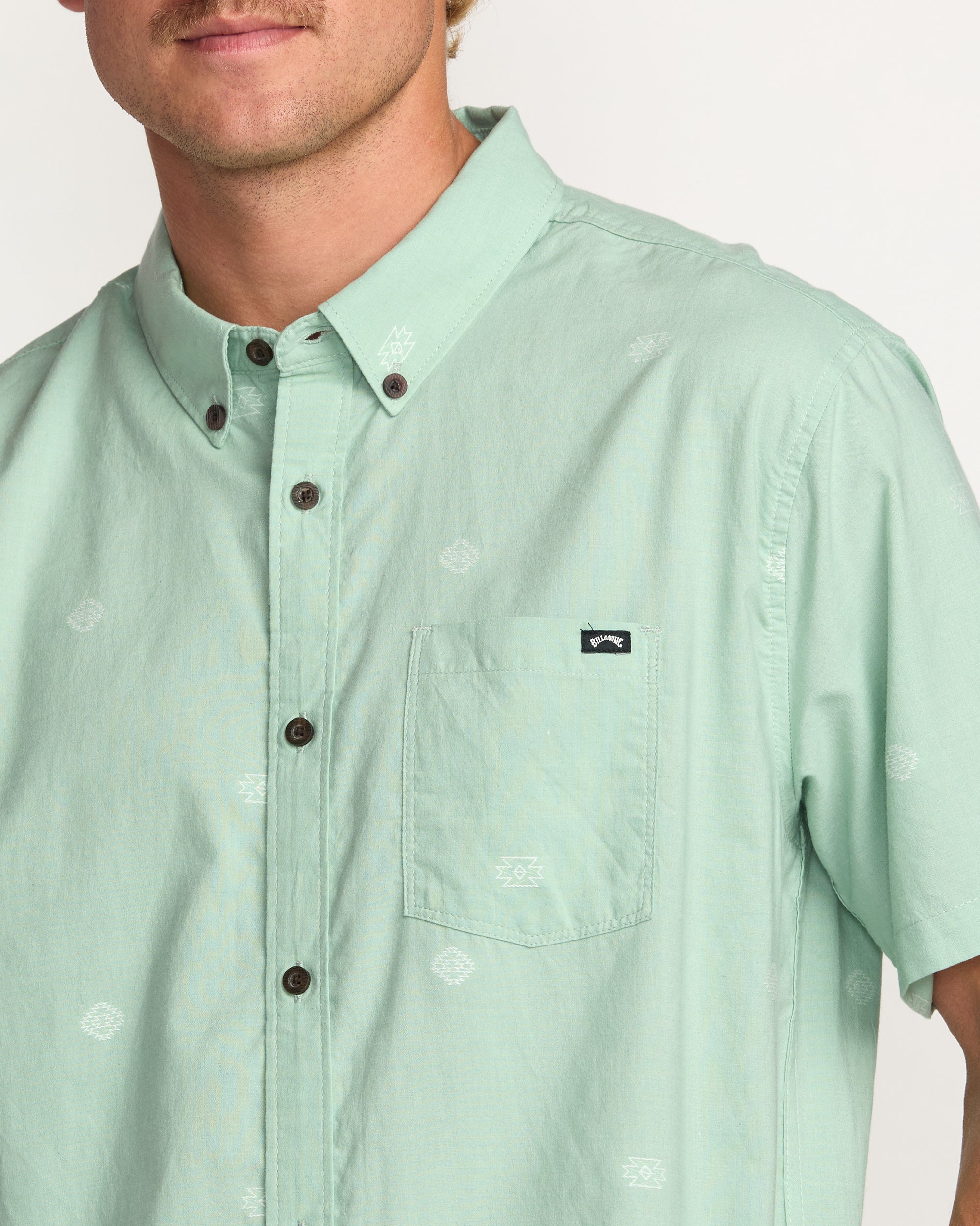 All Day Jacquard Short Sleeve Shirt - Seafoam - Image 7
