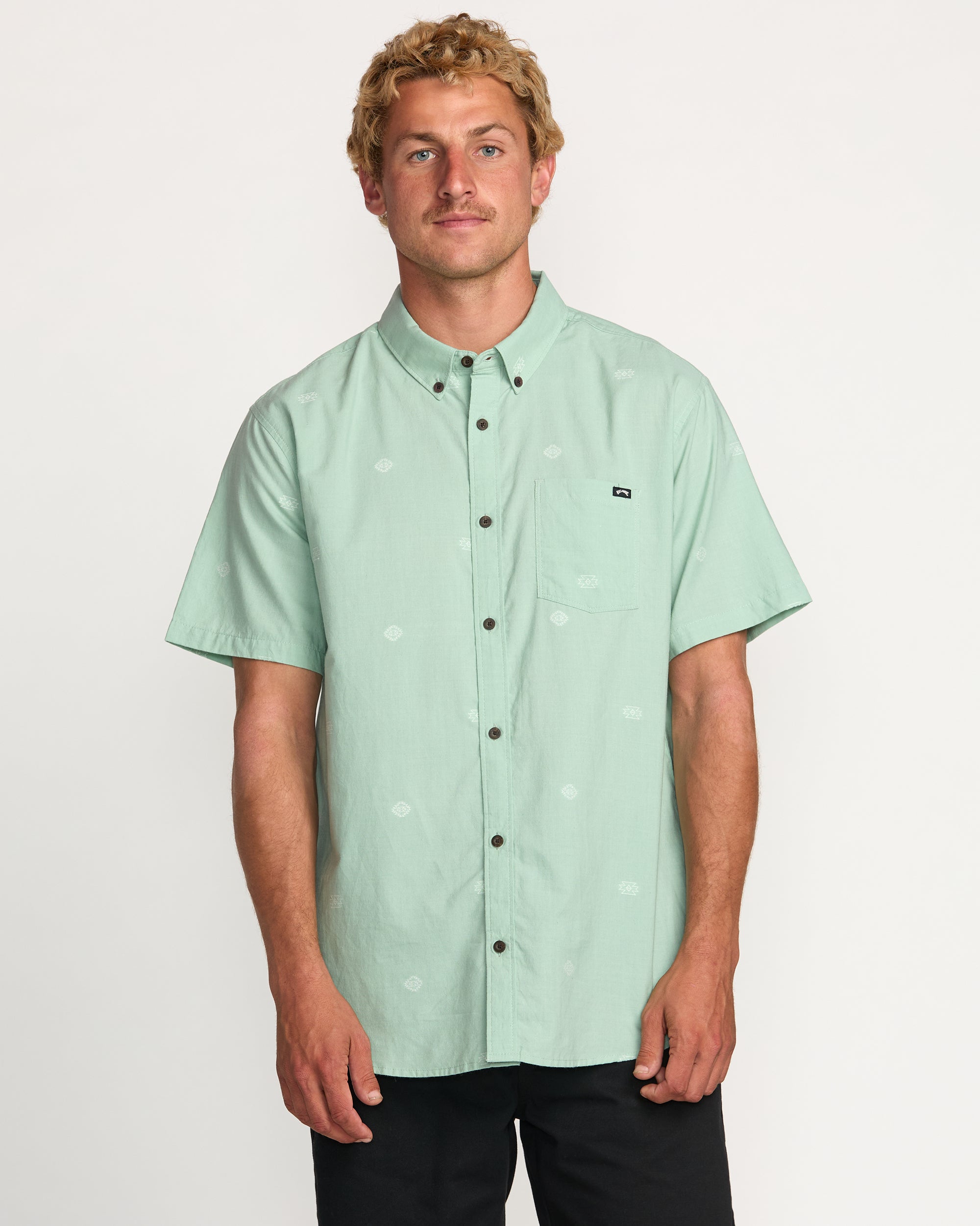 All Day Jacquard Short Sleeve Shirt - Seafoam
