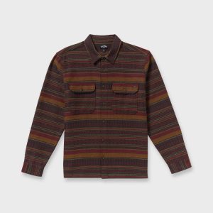 Offshore Jacquard Long Sleeve Flannel Shirt - Brick
