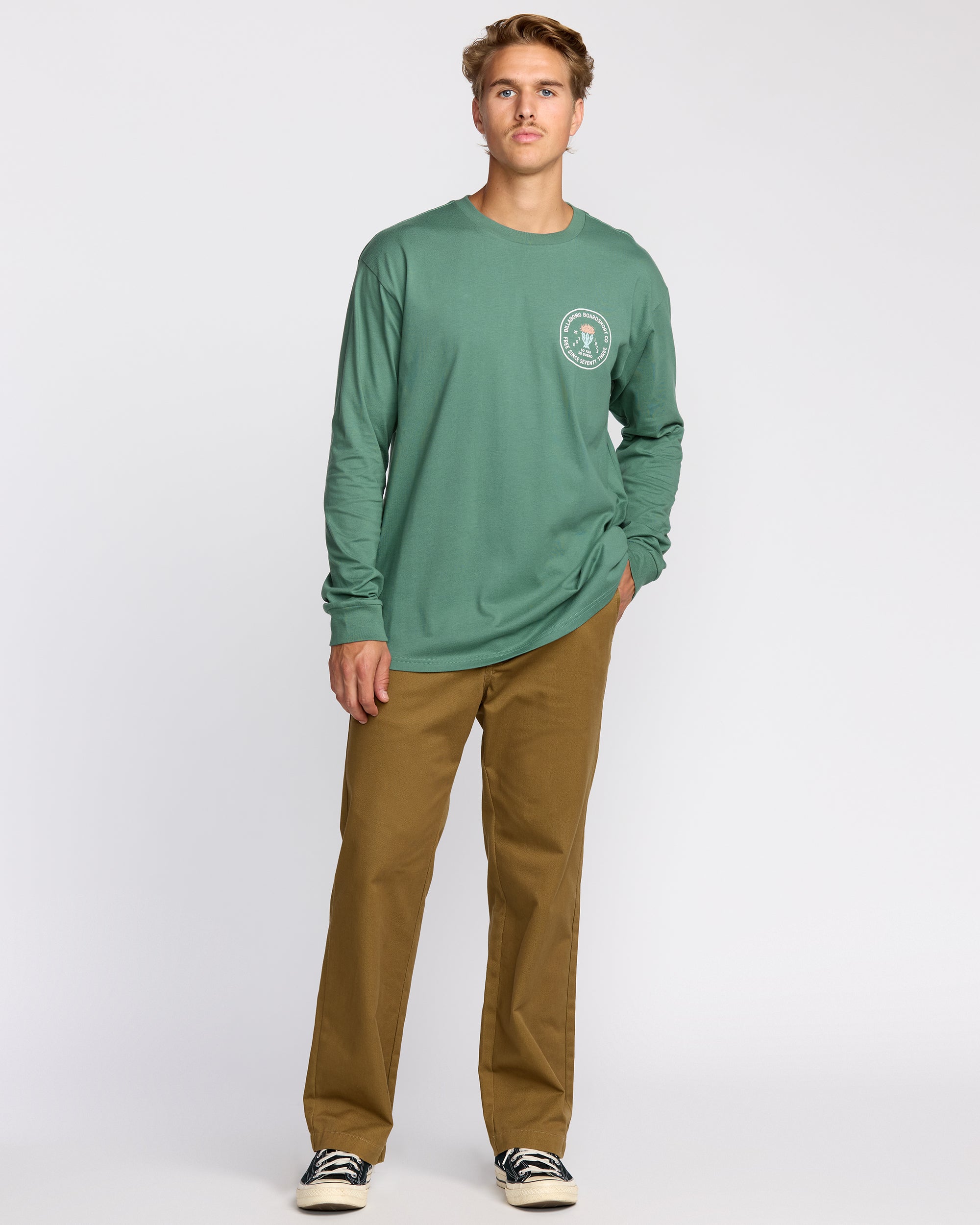 Desert Flower Regular Long Sleeve T-Shirt - Sage Green - Image 4
