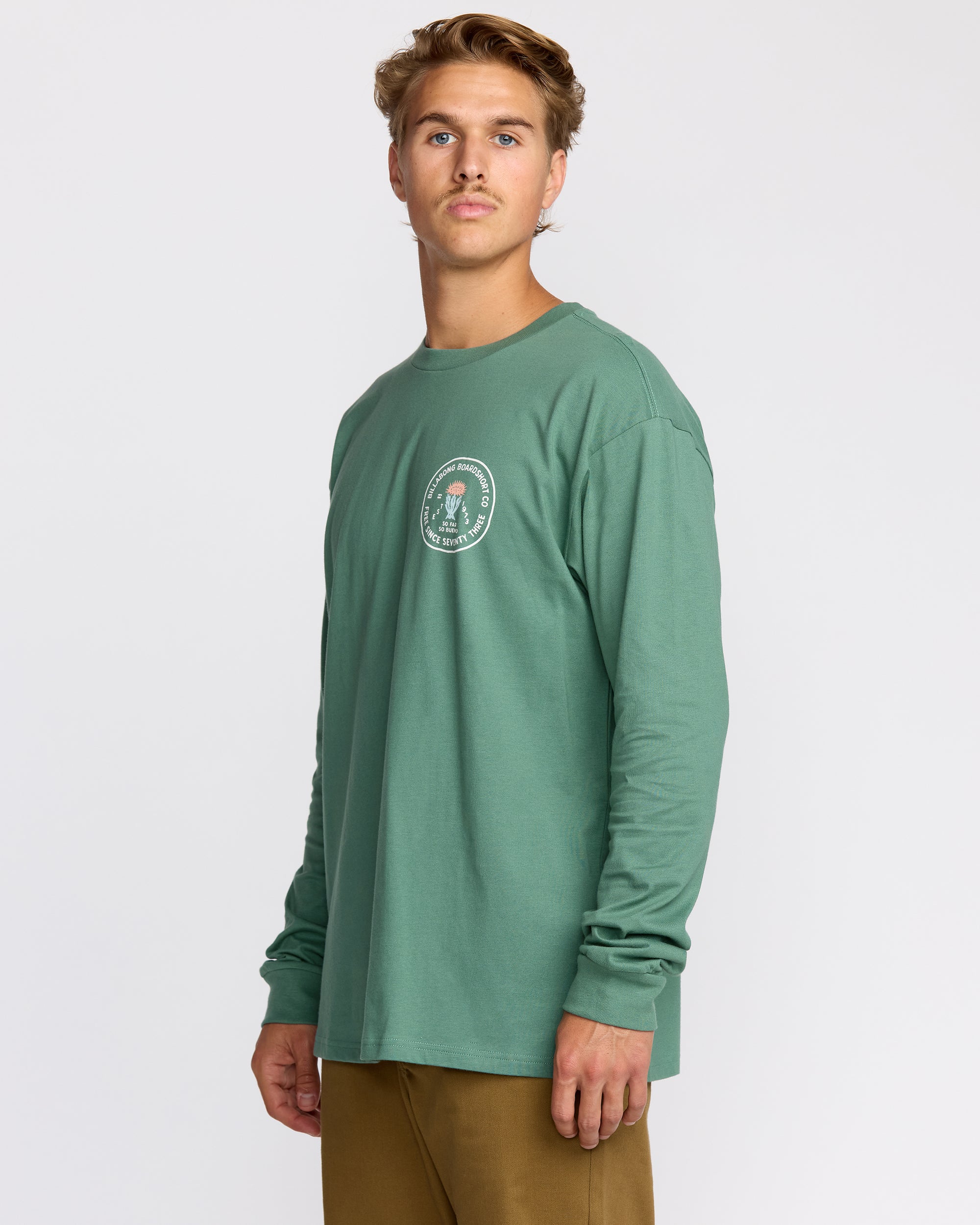 Desert Flower Regular Long Sleeve T-Shirt - Sage Green - Image 3