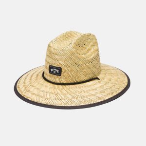 Tides Print Straw Hat - Black