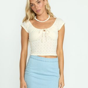 Mia Tie-Front Top - Whitecap