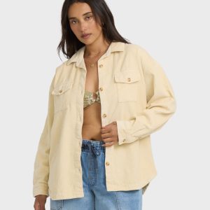 Fadeaway Long Sleeve Shacket - Whitecap