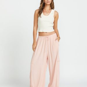 Beach Babe Cargo Elastic Waist Pants - Dusty Peach