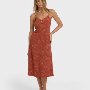 Fresh Daze Midi Dress - Dark Coral