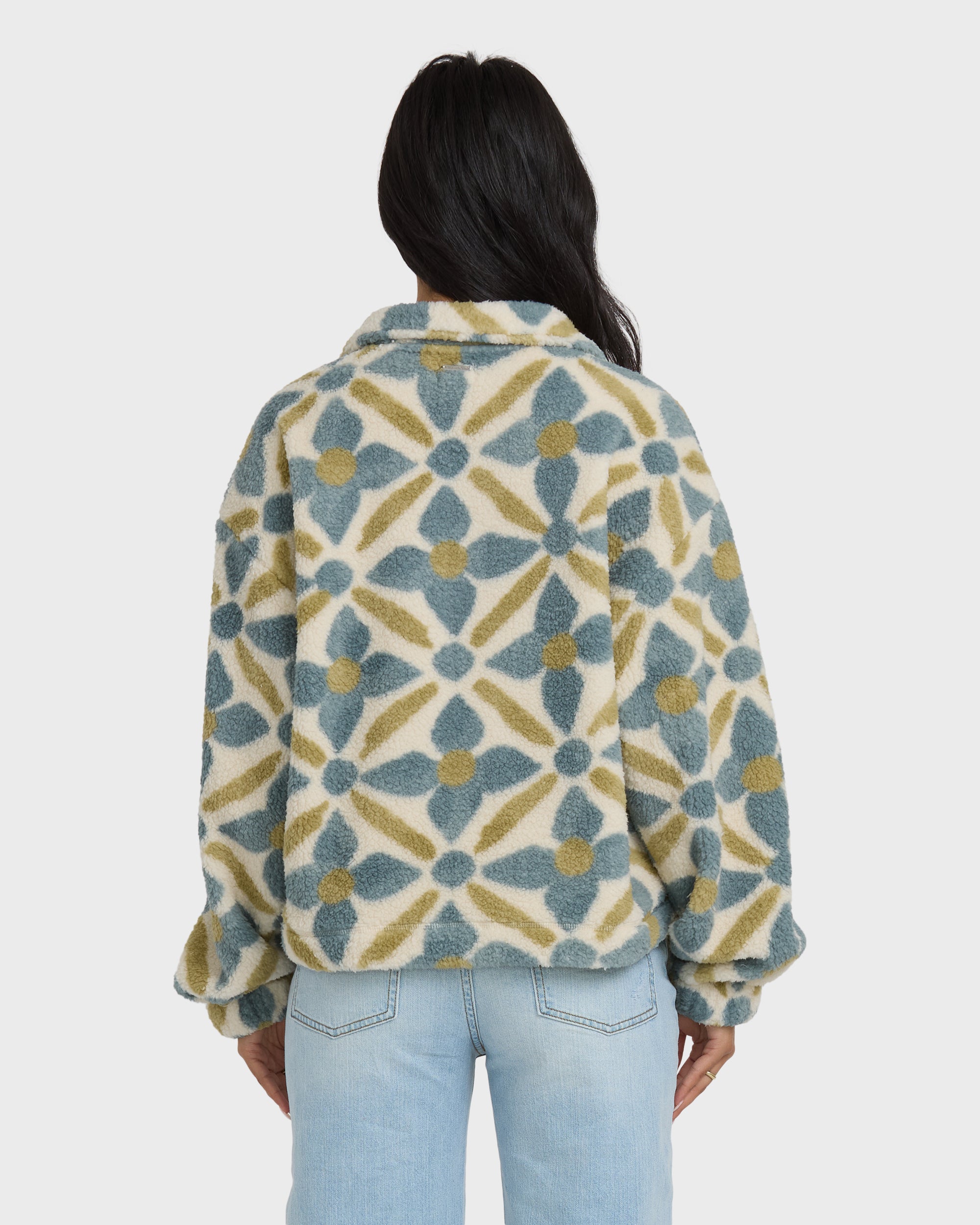 All The Time Sherpa Half Zip Sweatshirt - Mineral Blue - Image 5