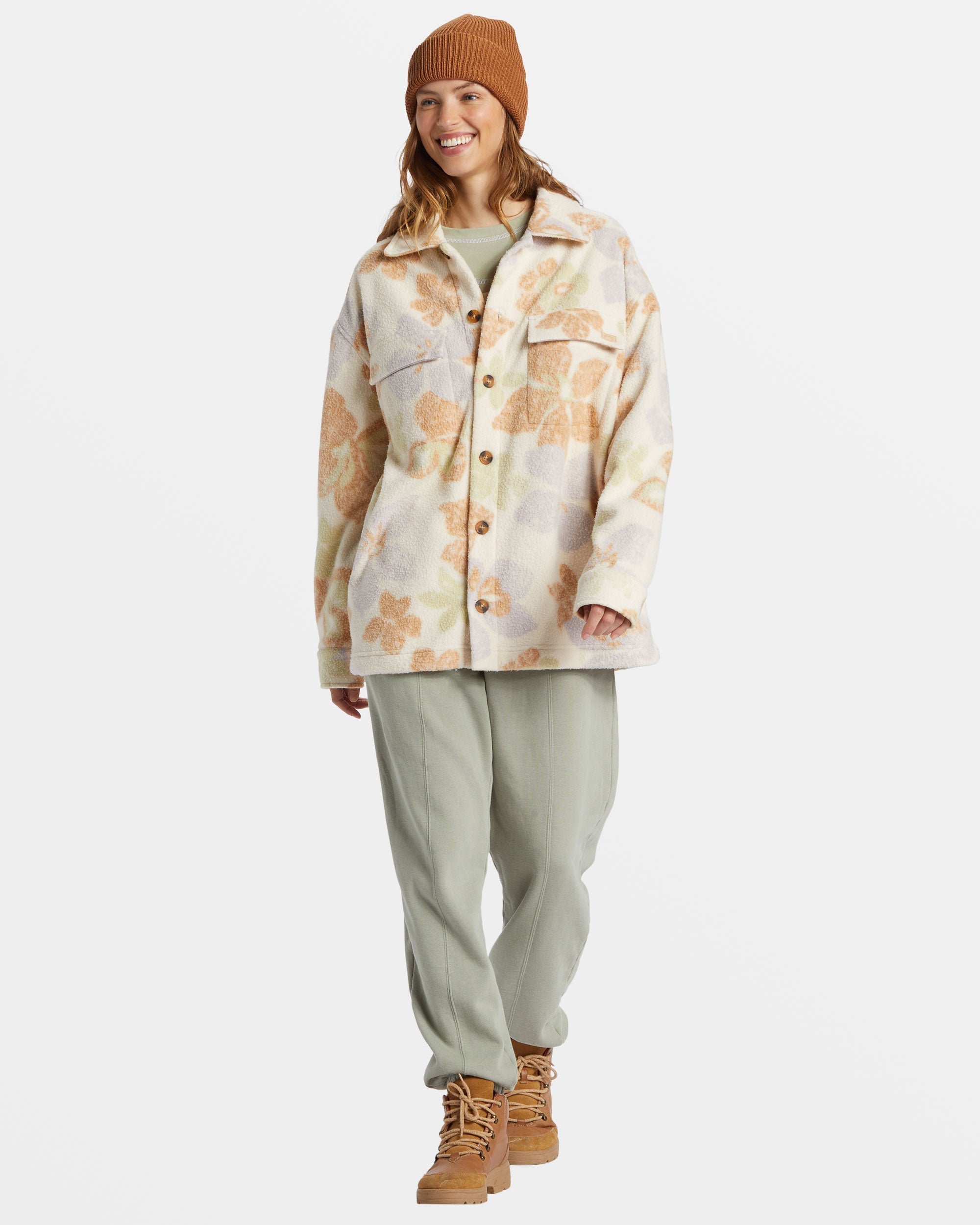 Happy Camper Shacket Button Sweater - Summer Rain - Image 3