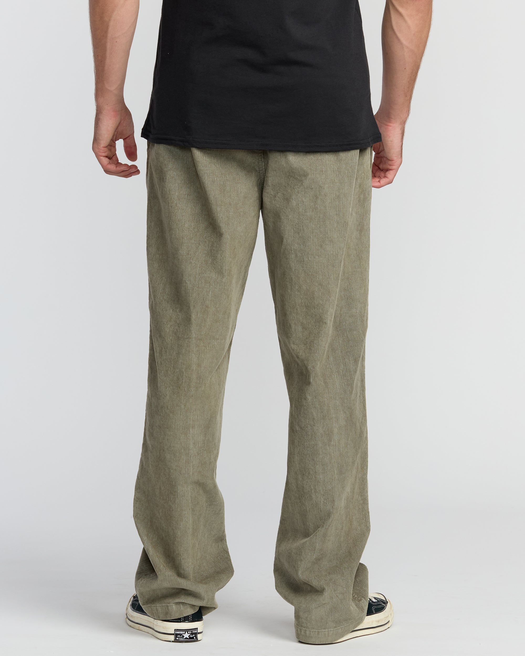 Larry Elastic Waist Corduroy Pants - Green Ash - Image 2