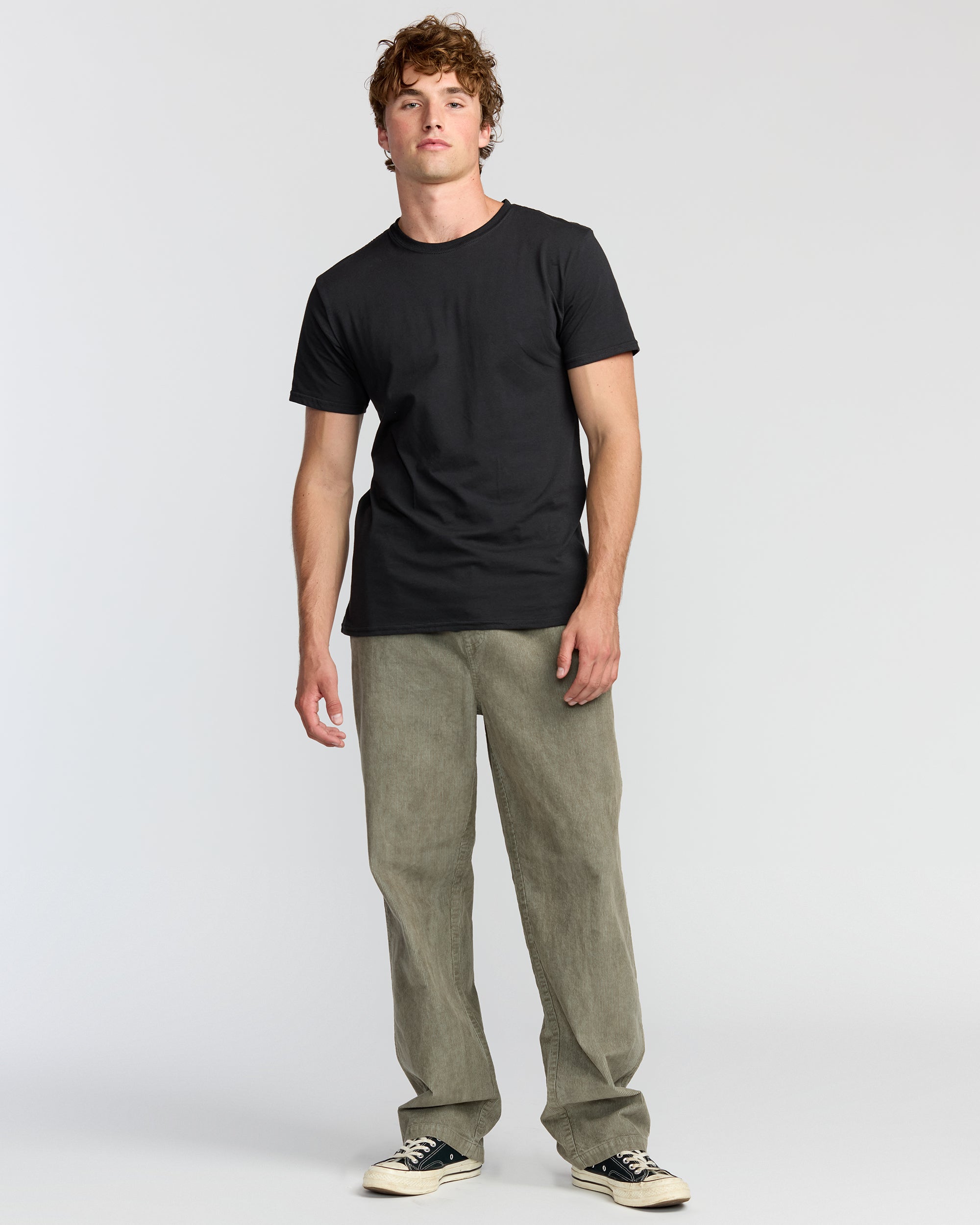 Larry Elastic Waist Corduroy Pants - Green Ash - Image 4
