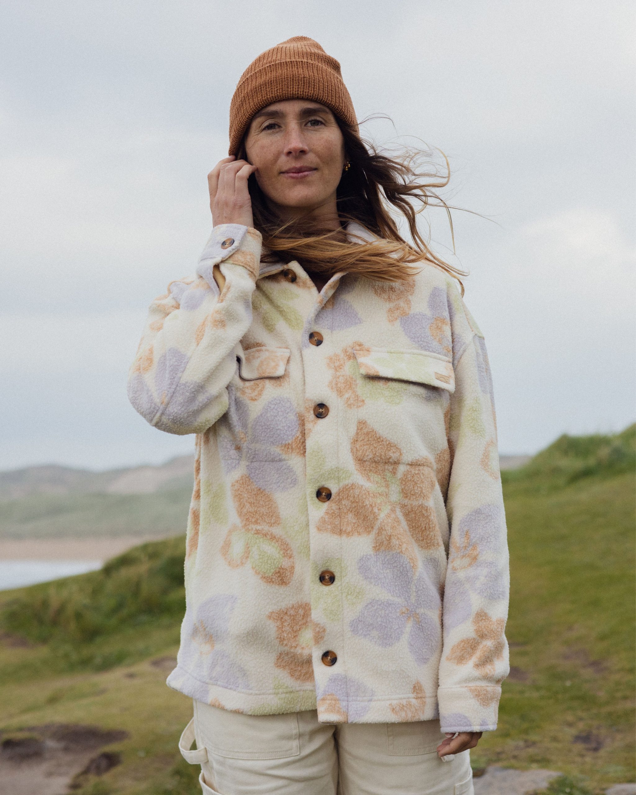 Happy Camper Shacket Button Sweater - Summer Rain