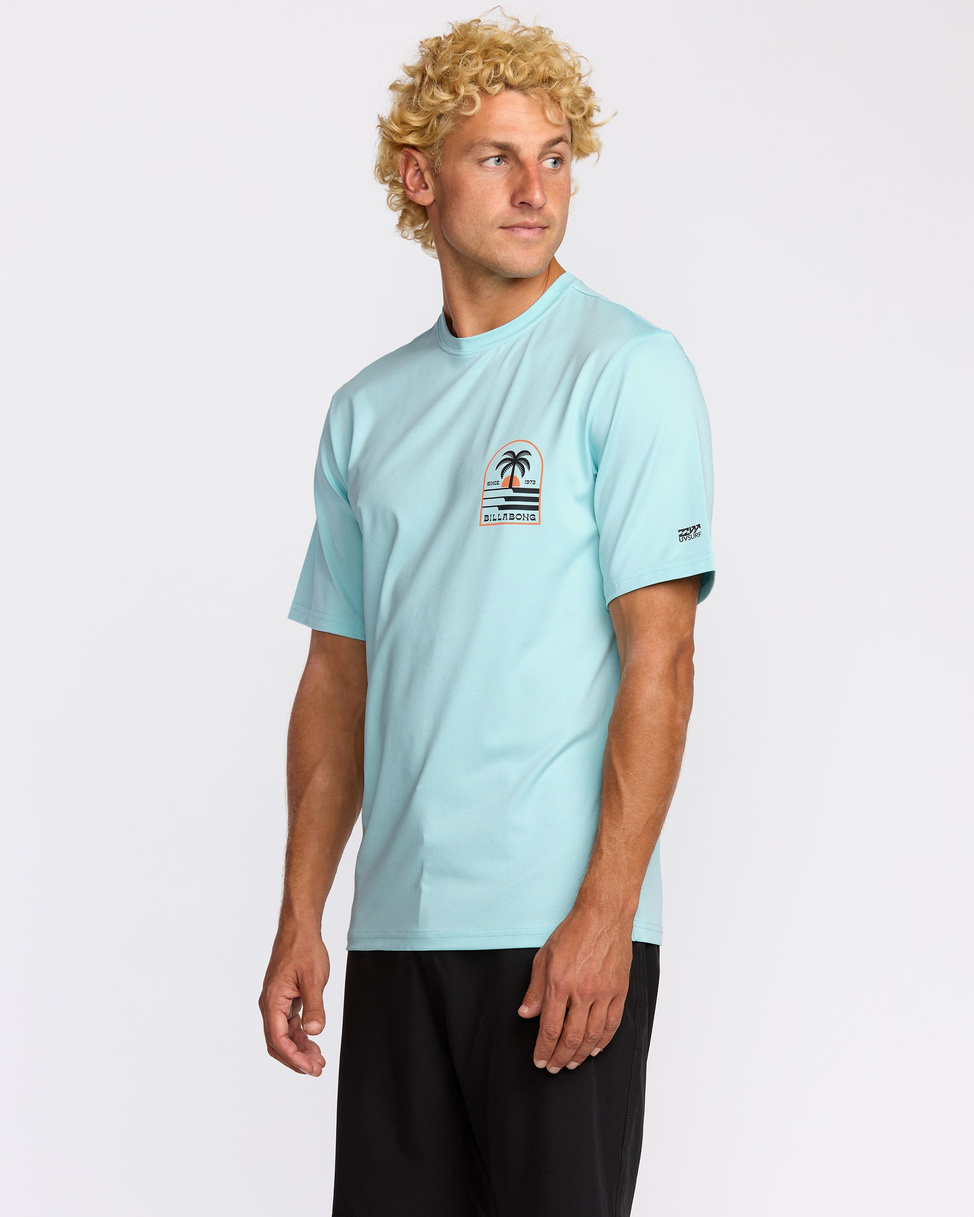 Portal Loose Fit Short Sleeve Surf Short Sleeve T-Shirt - Light Blue Heather - Image 3