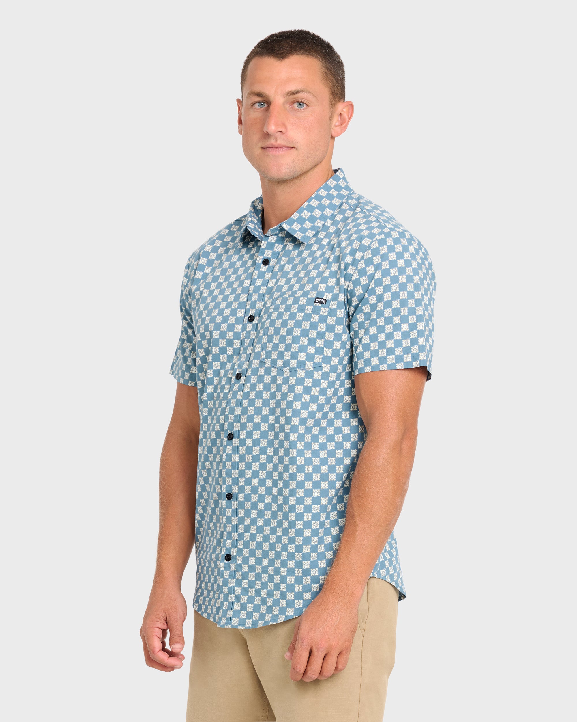 Daisy Check Short Sleeve Shirt - Vintage Indigo - Image 3