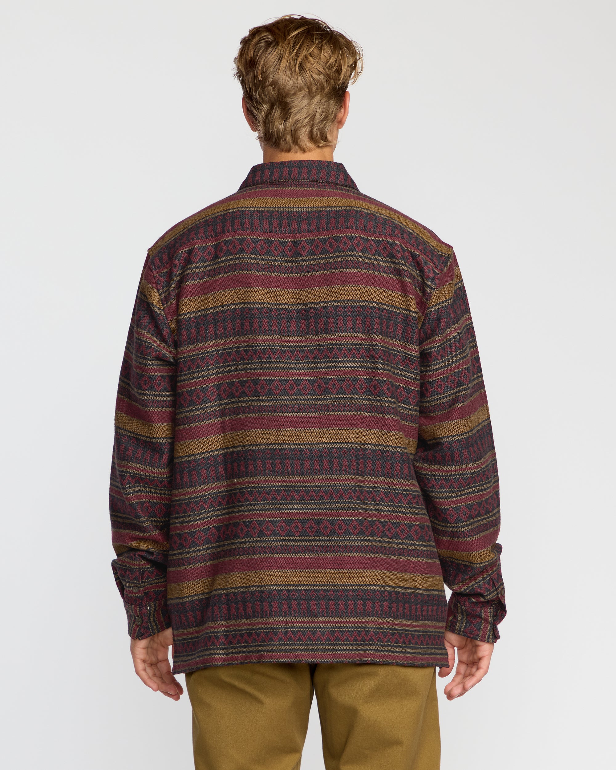 Offshore Jacquard Long Sleeve Flannel Shirt - Brick - Image 6