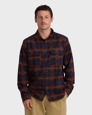 Offshore Jacquard Long Sleeve Flannel Shirt - Wine