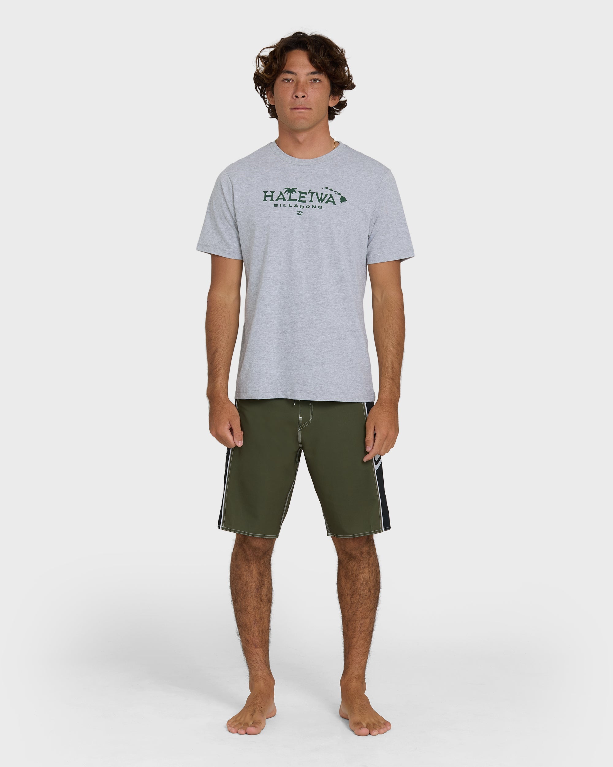 Haleiwa Palm Short Sleeve T-Shirt - Cloud Gray - Image 3