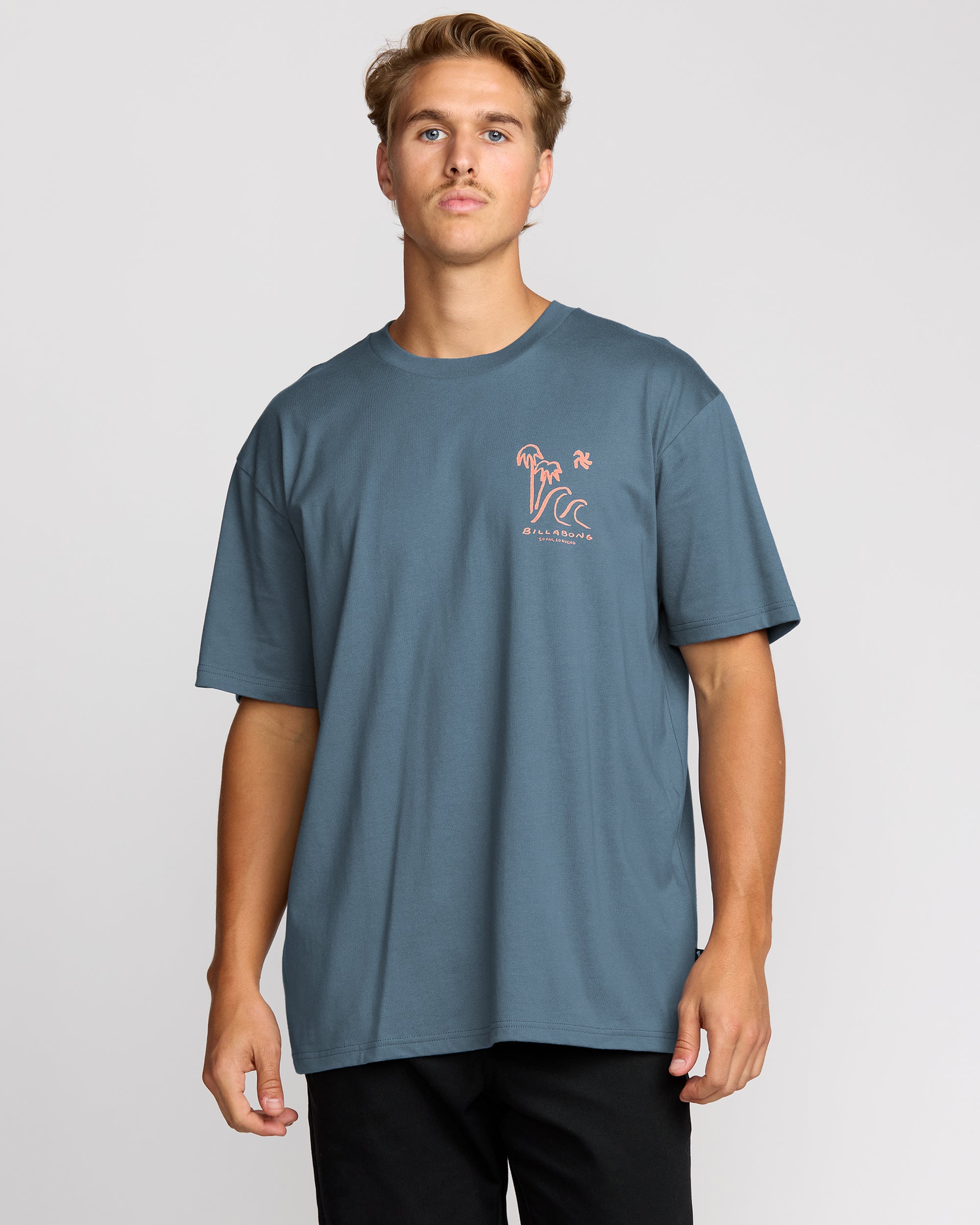 So Far Regular Short Sleeve T-Shirt - Steel Blue - Image 2