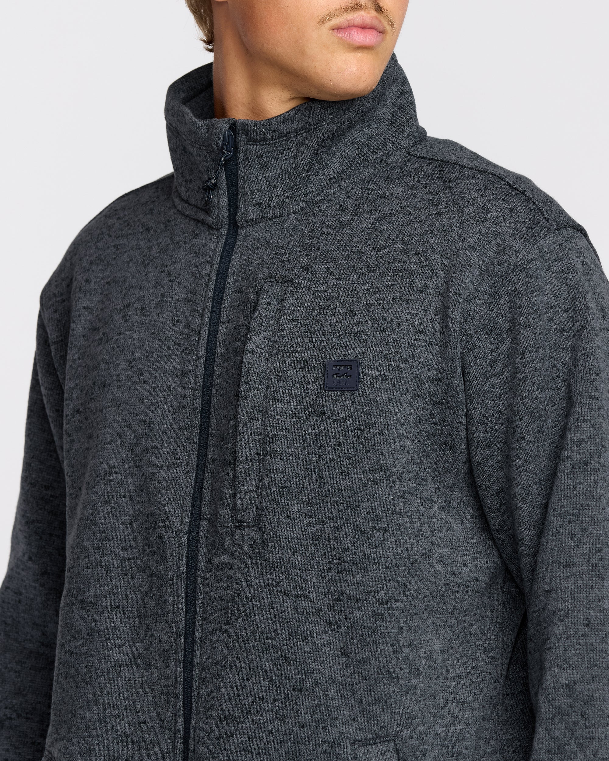 Boundary Mock Neck Zip Sweatshirt - Navy - Image 2