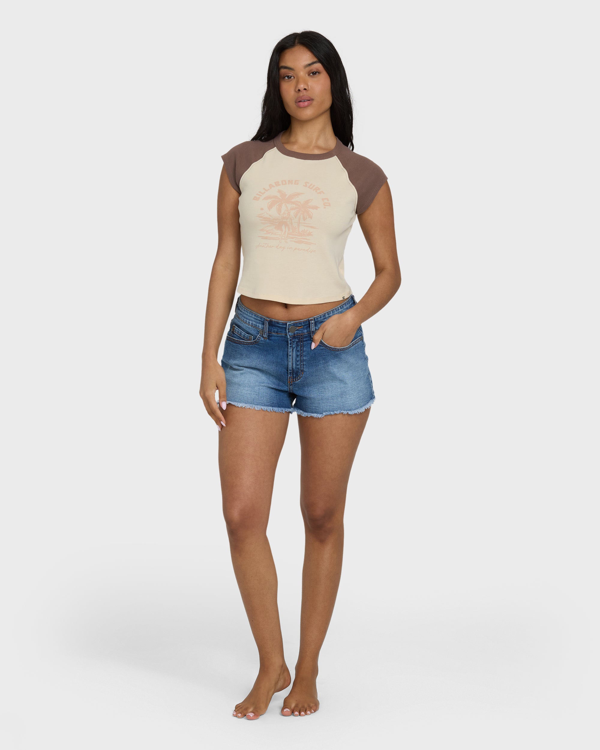 Paradise Raglan Short Sleeve T-Shirt - Kona - Image 3