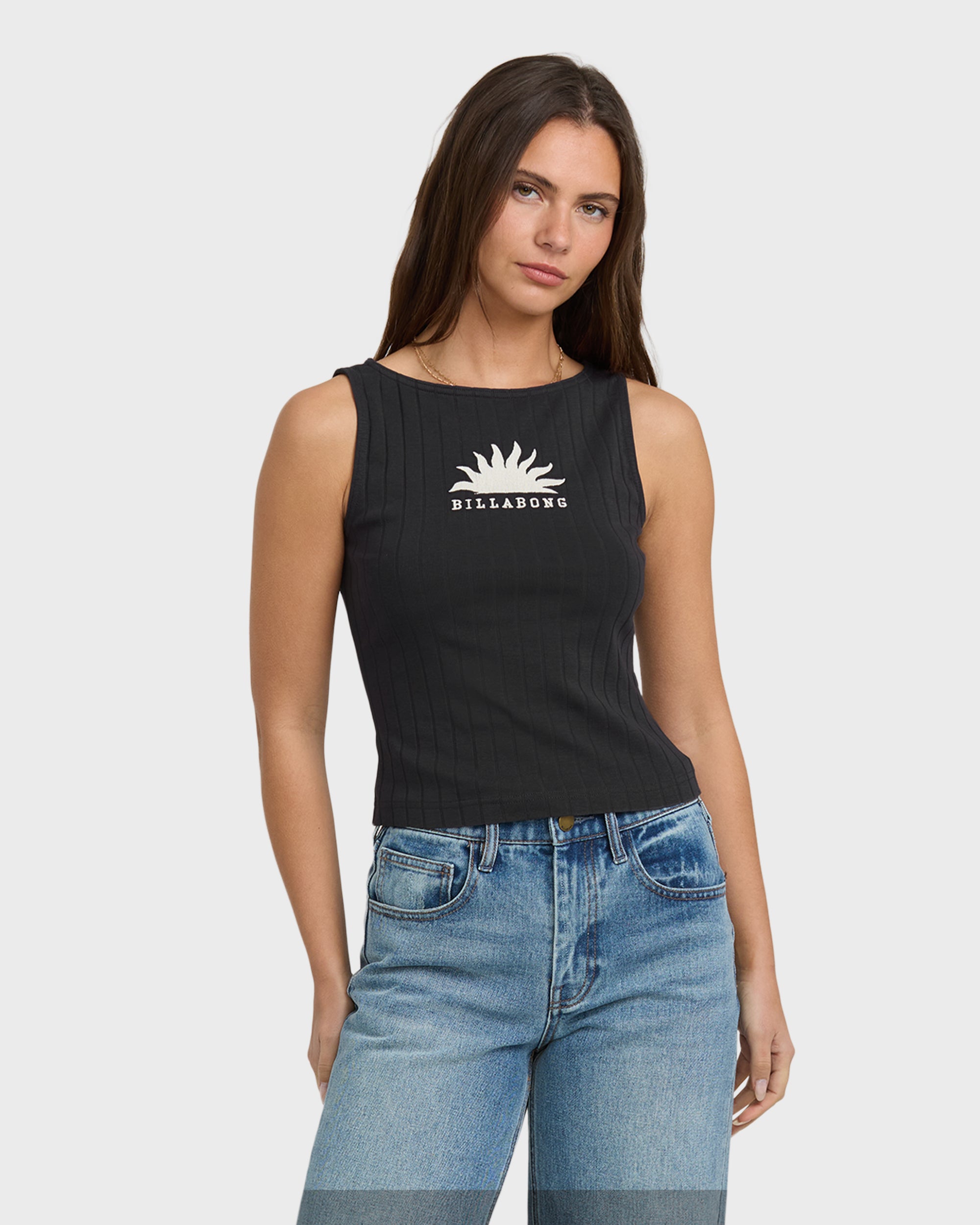 Rae Knit Tank T-Shirt - Black Sands - Image 3