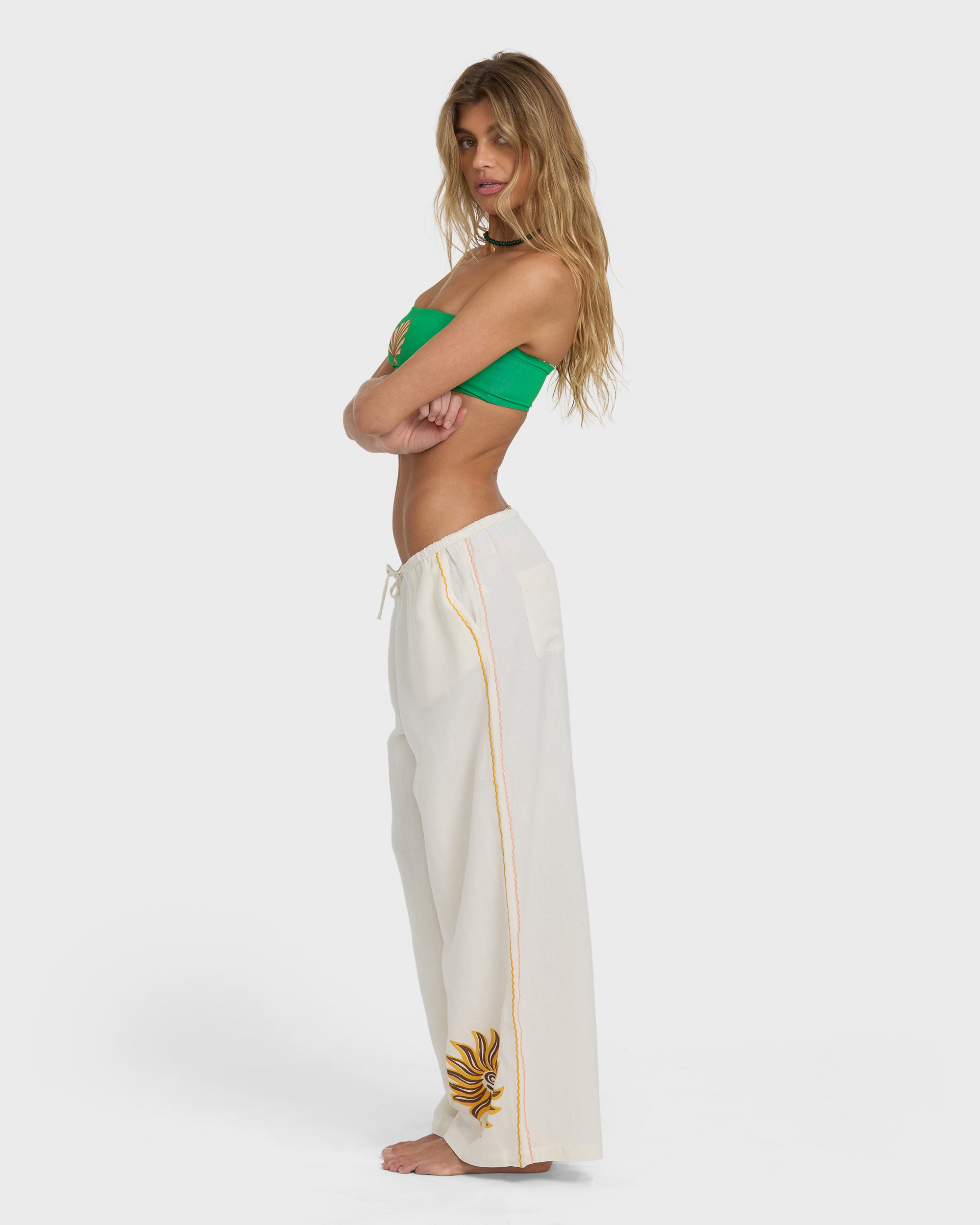 Wave Haze Elastic Waist Pants - Salt Crystal - Image 5