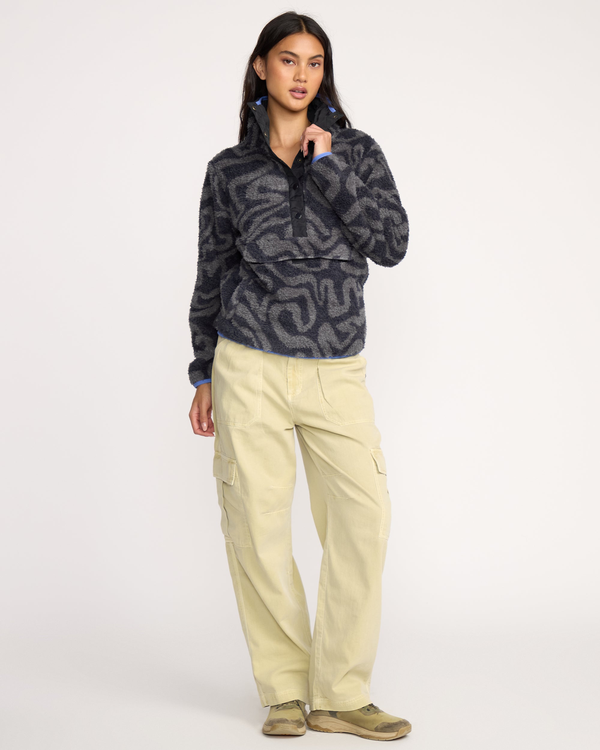 A/Div Switchback Pullover Half Snap Sherpa Fleece - Black Sands - Image 3