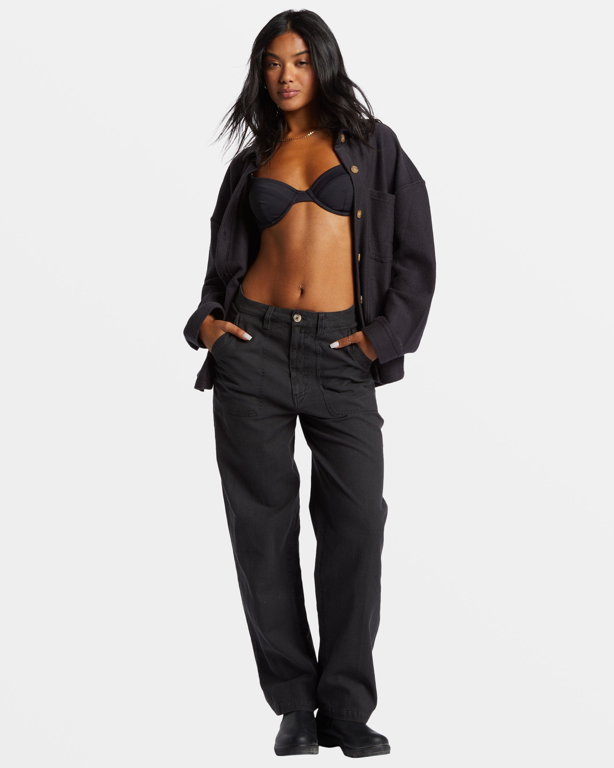 Everytime Oversized Shacket - Black Sands - Image 3
