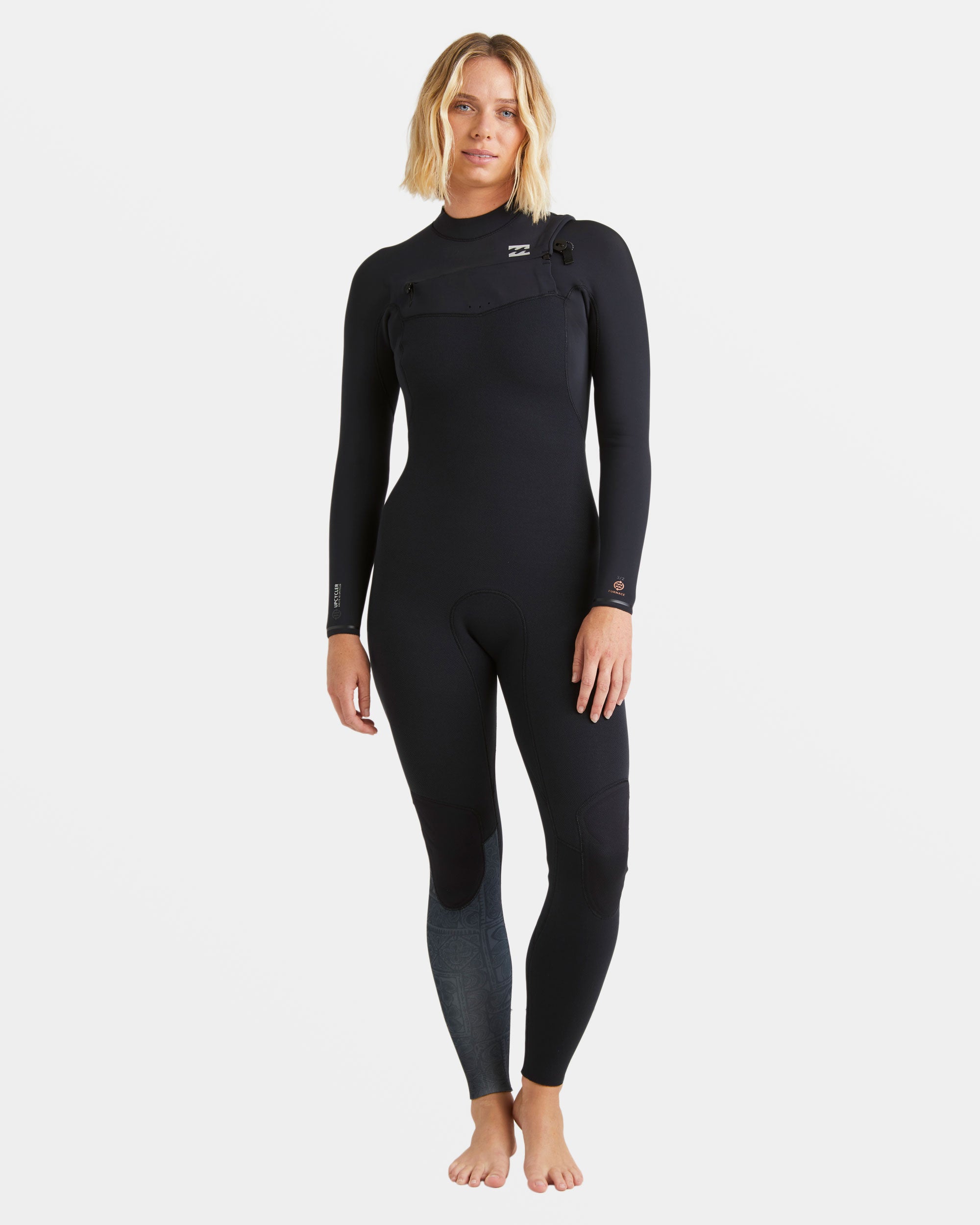 4/3mm Furnace Natural GBS Chest Zip Fullsuit - Black Tiki - Image 3