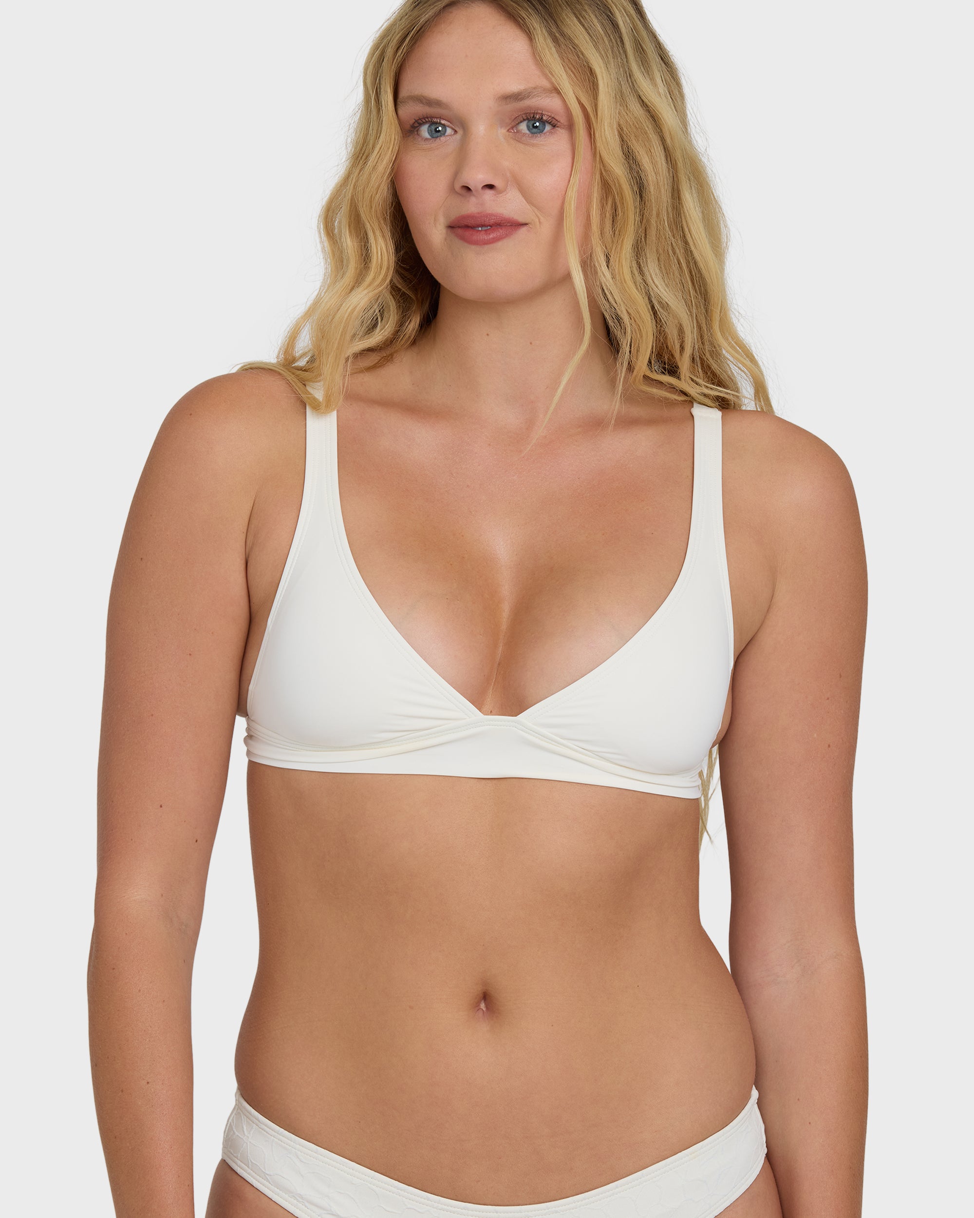 Classic Solid Banded Triangle Bikini Top - Salt Crystal - Image 4